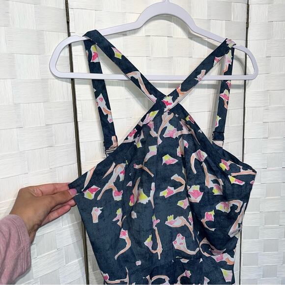 Cabi #5269 Blue Floral Auora Watercolor Halter Maxi Dress Size 8 - Picture 8 of 16